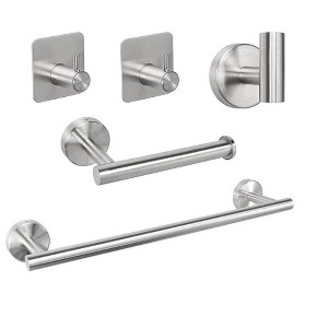 Itopfox Bathroom Hardware Set, Stainless Steel Towel Bar with Toilet Paper Holder and 3 Robe Hooks, Wall Mount Accessories in Brushed Nickel Finish - 1 of 4