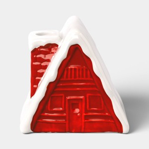 Winter Cabin Taper Candle Holder Red - Room Essentials™ - 1 of 3