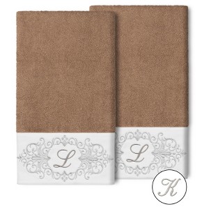 Set of 2 Monogrammed Towels  - Linum Home Textiles - 1 of 2