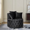 Velvet Upholstered Swivel Chair with Button Tufted Design, Movable Wheels and 3 Pillows for Living Room, Bedroom - 2 of 4