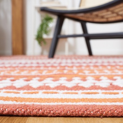Montauk Ivory and Orange Handwoven Cotton Area Rug