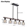 28" Farmhouse 3-Light Chandelier with Metal Frame, Faux Wood Beam, Geometric Shades, Adjustable Height for Dining, Kitchen Island, or Lounge - 2 of 4