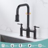 WOWOW Double Handle Bridge Kitchen Faucet with Pull-Down Sprayer - 3 of 4