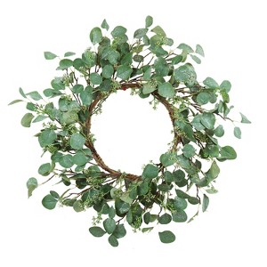 Gulches 24 in Green Shatterproof Eucalyptus Round Christmas Holiday Wreath 1-Pack - 1 of 4