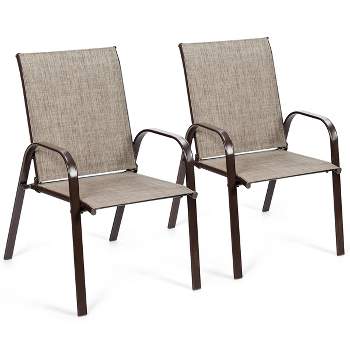 Tangkula 2-Piece Patio Chairs Camping Garden Chairs with Armrest &Backrest