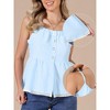 INSPIRE CHIC Women's Sleeveless Square Neck Striped Adjustable Spaghetti Strap Flared Ruffle Lace Trim Blouses - 2 of 4