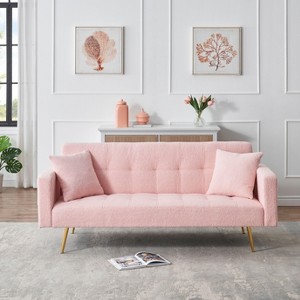 NicBex Couches for Living Room 71.7" Loveseat Sofa Bed Adjustable Sofa Bed Modern Teddy Upholstered 2-seater Sleeper Sofa with 2 Throw Pillows - 1 of 4