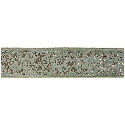 Ornate Glittered Wired Ribbon 4" x 5 Yds.