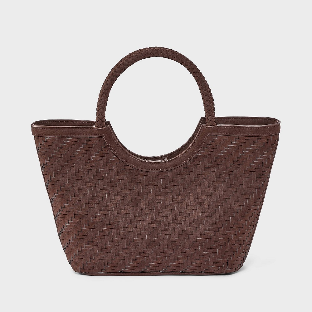 Faux Nubuck Mini Woven Tote Bag - A New Day™ Brown