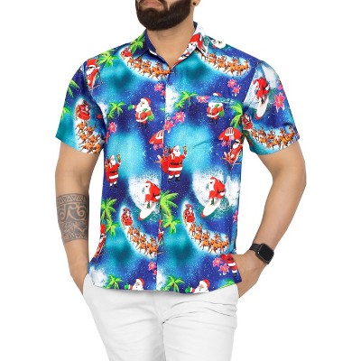 Happy Bay Mens Hawaiian Short Sleeve Button Down Shirt Men's Summer Shirts  Casual Beach Holiday Hawaii Island Shirts For Men Funny 4xl Blue, Santa :  Target