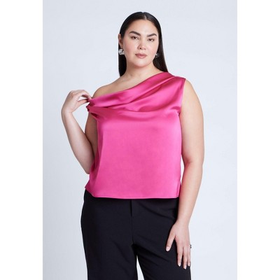 ELOQUII Women's Plus Size Twisted Satin Top