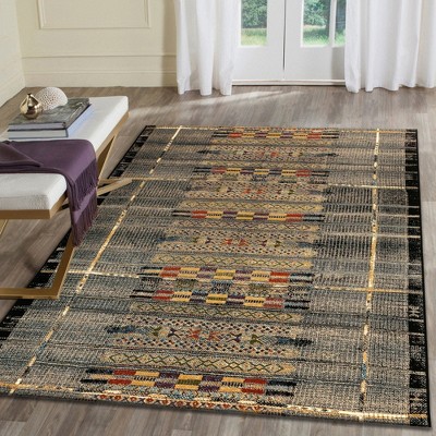 Elegant Marina Black Stripe Synthetic 58" x 90" Area Rug