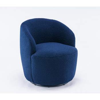 Teddy 360° Swivel Accent Armchair, Barrel Chair With Black Powder ...