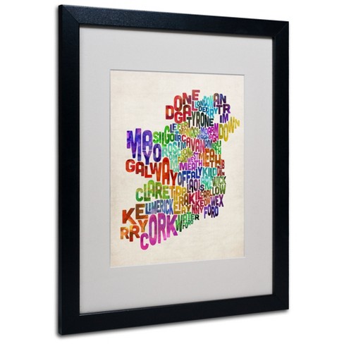 Trademark Fine Art - Michael Tompsett 'Ireland Text Map 3' Matted Framed Art - image 1 of 3