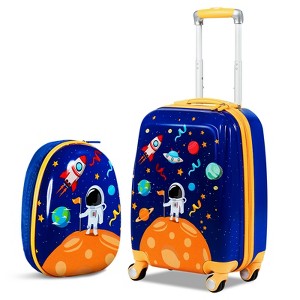 Gymax 2 Pieces Children's Suitcase Set Trolley with Backpack Luggage Trolley / Wheels - 1 of 4