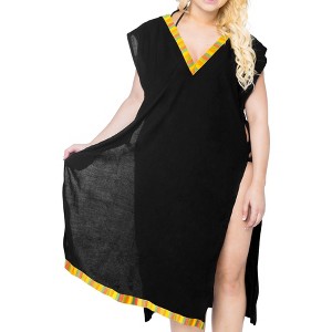 LA LEELA Women's Summer Vacation Beachwear Swim Suit Loose Bathing Suit Swim Beach Cover-up Dress Robe - 1 of 4