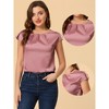 Allegra K Women's Satin Cap Sleeve Pleated Casual Work Office Blouse - 2 of 4