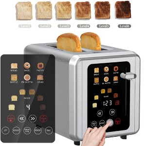 WHALL Toaster 2 Slice, Touch Screen Toasters, Smart Bread Toaster, Stainless Steel Small Toaster, Wide Slots Toaster With Bagel, Home and Kitchen - 1 of 4