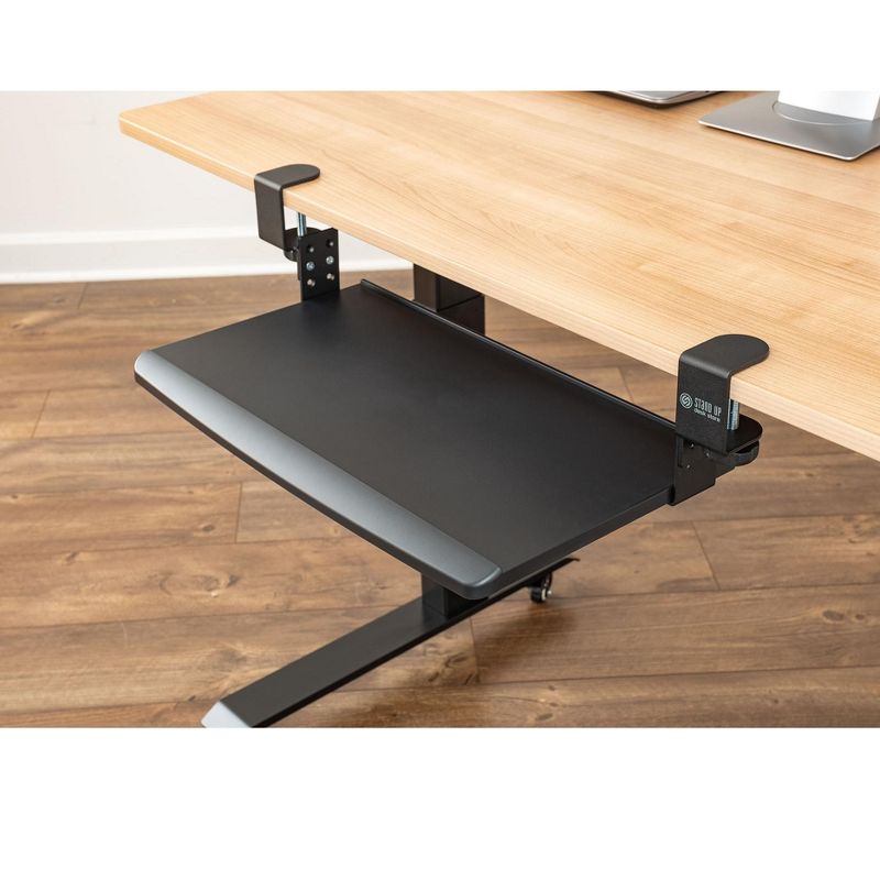 Stand Up Desk Store Clamp-On Retractable Adjustable Keyboard Tray / Under Desk Keyboard Tray | Increase Comfort And Usable Desk Space | For Desks Up To 1.5", 4 of 5