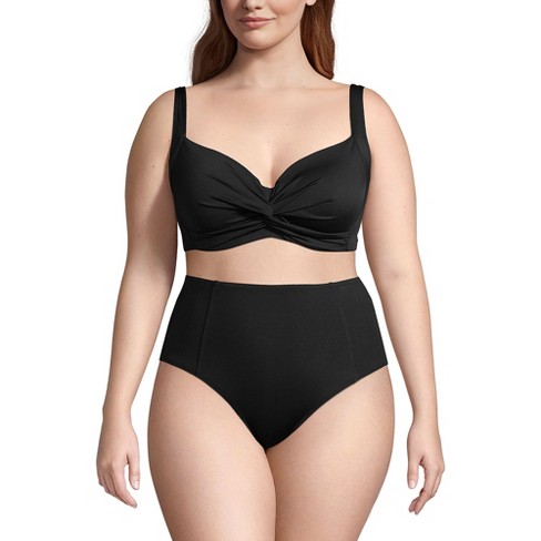 Lands End Women s Plus Size Chlorine Resistant Twist Front Underwire Bikini Swimsuit Top 22W Black