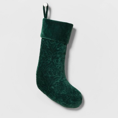 Velvet Quilted Christmas Stocking Green - Wondershop™