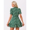 Allegra K Women's Summer Chiffon Ruffle Tie Neck Puff Short Sleeve Floral Dress - 4 of 4