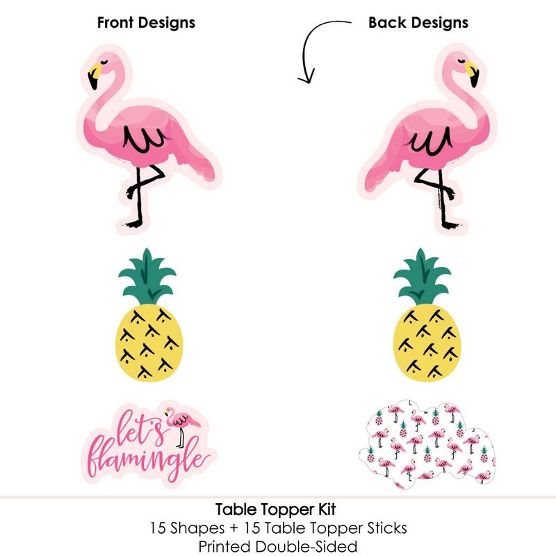 Big Dot of Happiness Pink Flamingo - Party Like A Pineapple - Tropical Summer Party Centerpiece Sticks - Table Toppers - Set of 15, 5 of 8