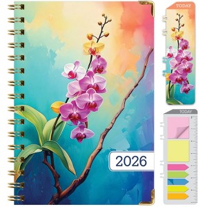 HARDCOVER 2026 Planner, 5.5"x8": 14 Months (Nov 2025-Dec 2026), Daily/Weekly/Monthly,  Bookmark, Pocket Folder w Sticky Notes (Orchid) - 1 of 4