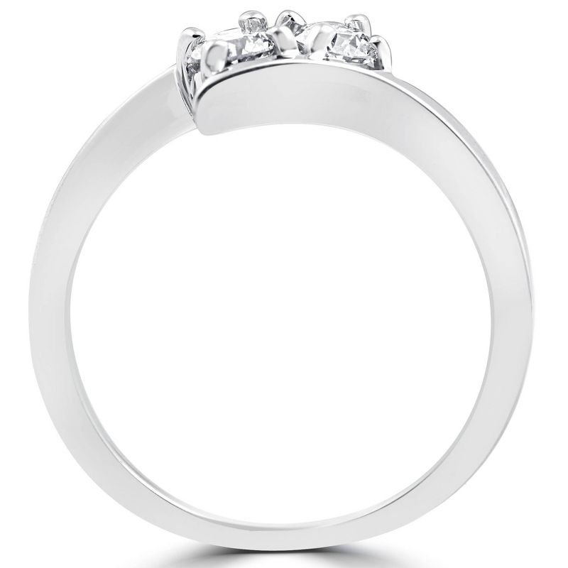 Pompeii3 3/4CT Two Stone Diamond Forever Us Engagement Ring Set 10K White Gold, 2 of 6