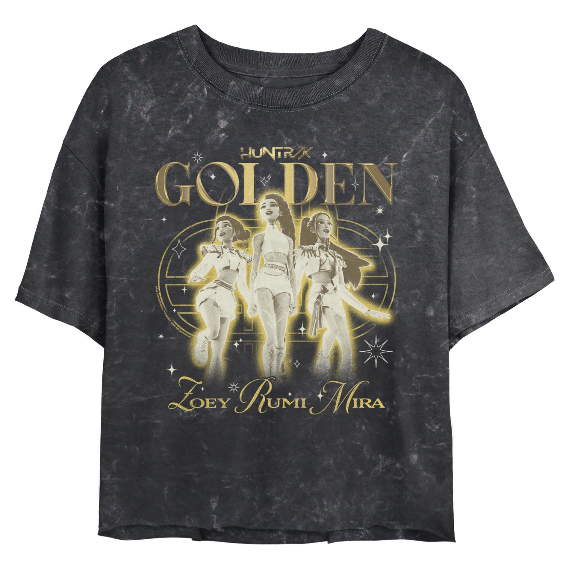 Juniors KPop Demon Hunters Huntrix Golden Trio Cropped T-Shirt