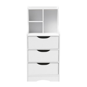 YIYIBYUS Vertical Bedside Cabinet With 3 Drawers Modern Nightstand, White - 1 of 4