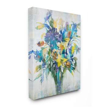 Stupell Industries Distressed Bouquet Spring Flowers Blue Yellow Green