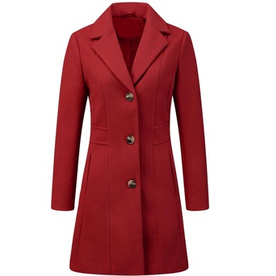 INSPIRE CHIC Women's Single Breasted Notched Lapel Long Winter Coats