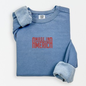 Simply Sage Market Embroidered Made In America Rounded Lightweight Garment Dyed Sweatshirt - 1 of 4