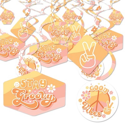 Big Dot of Happiness Stay Groovy - Boho Hippie Party Hanging Decor - Party Decoration Swirls - Set of 40