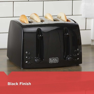 BLACK+DECKER BLACK+DECKER 4-Slice Toaster, TR1410BD, Extra-Wide, 7 Shade Settings, Crumb Trays, Gloss Black
