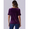 Allegra K Women's Round Neck Puff Short Sleeve Party Clubwear Velvet Top - 3 of 4