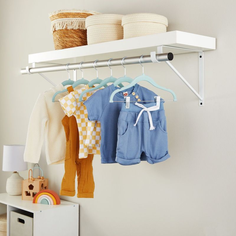 Juvale 24 Pack Blue Velvet Closet Clothes Hangers With Clips For Baby Nursery Kids Children Coat Skirt Pants, 12 in, 2 of 10