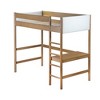 YOOCOZZ Twin Size Rubber Wood Loft Bed with Desk,Upholstered Headboard,Footboard and Ladder, Safety Guardrails-Natural - 2 of 4