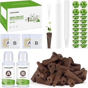 Ahopegarden 166PCS Hydroponic Pods Herb Kit: Grow Anything Kit With 600ml A&B Plant Food, 40 Grow Sponges, 40 Baskets, 40 Domes, 40 Labels, 1 Tweezer - 1 of 4