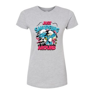 Women's - Smurfs - Just Smurfing Around Fitted Graphic T-Shirt - 1 of 3