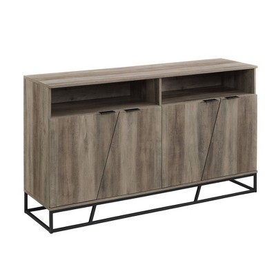 58" 4 Door Contemporary Storage Console Sideboard Gray Wash - Saracina Home