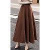 Women's Wool A-Line Maxi Skirt - Fall Winter Swing Pleated Long Skater Skirt Pocket-brown - 4 of 4
