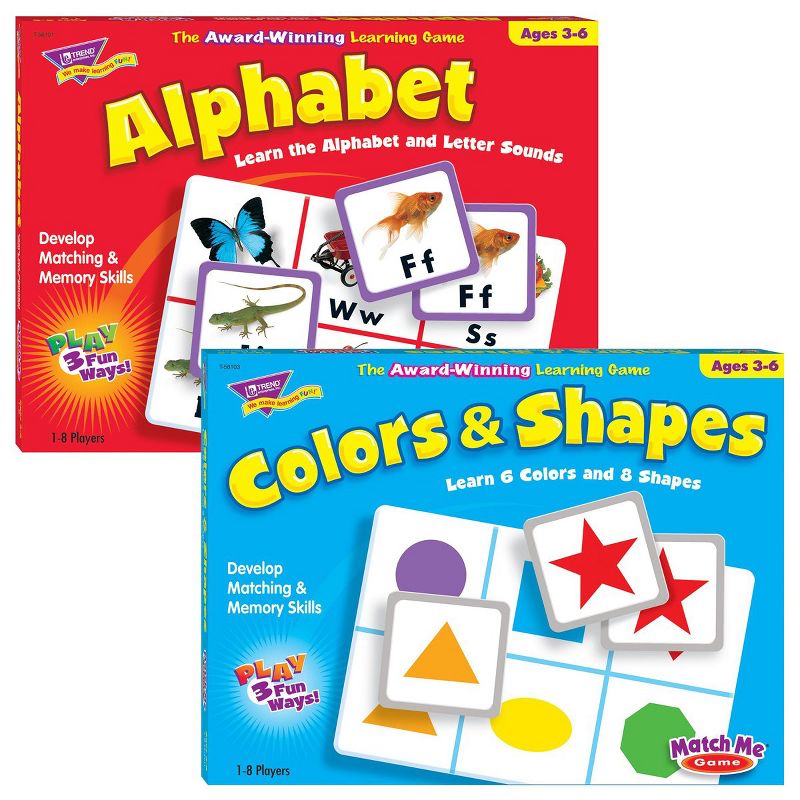 Trend Enterprises Match Me Games Set of 2 - Alphabet & Color and Shapes, 1 of 4