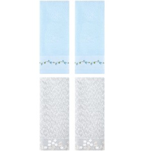 REGALWOVEN 4 Pcs 100% Cotton Floral Embroidered Soft Absorbent Decorative Hand Towels - 1 of 4