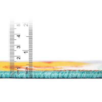 Coastal Beach Scene Multi-Color Synthetic Outdoor Area Rug 5x8