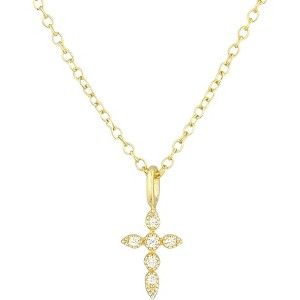 Clotth Sterling Silver Cross Pendant Necklace - Delicate 925 Silver Jewelry with Cubic Zirconia, Elegant Layered Cross Choker for Women - 1 of 4