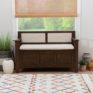 44.5” Carlton Solid Wood Faux Leather Upholstered Padded Storage Bench - Linon - 1 of 4