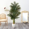 Nearly Natural 6-ft Golden Cane Artificial Palm Tree in White Planter - 3 of 4