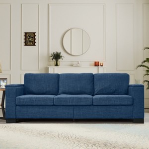 VASIP 67" Modern 2-Seater Loveseat, Soft Polyester Upholstered with Cup Holder and Storage Compartment, Square Arm,for Living Room,Green - 1 of 4